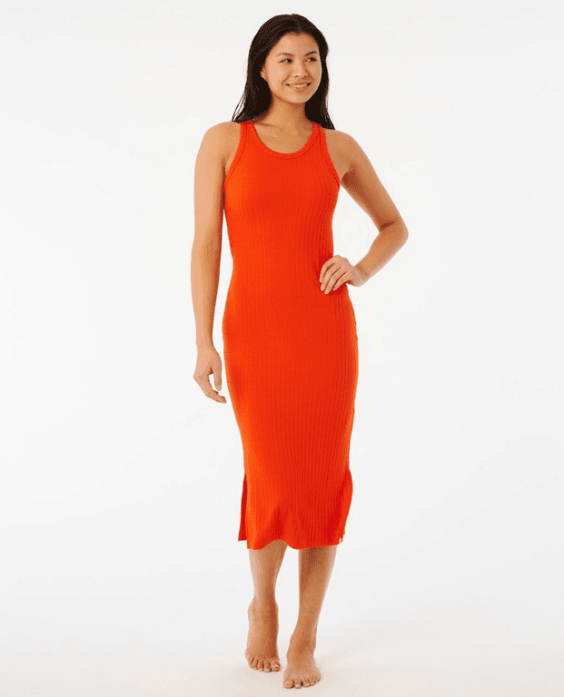 Šaty Rip Curl PRÉMIOVÉ REBROVÉ PRETEKÁRSKE ŠATY Hot Orange