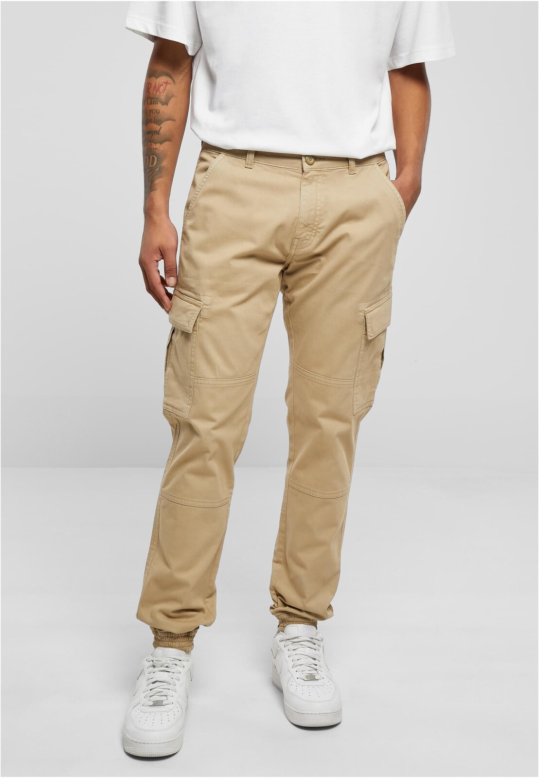 Washed Cargo Twill Jogging Pants Union Beige