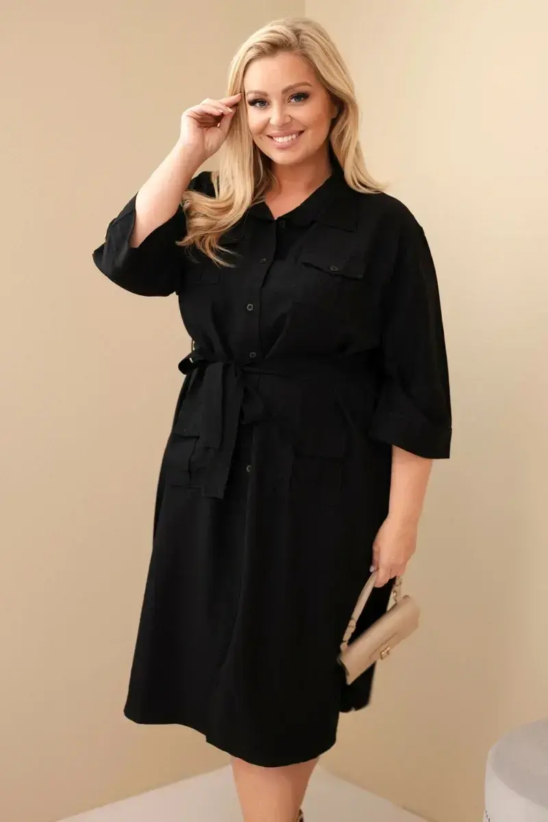 Šaty košeľové s opaskom pre ženy Plus Size