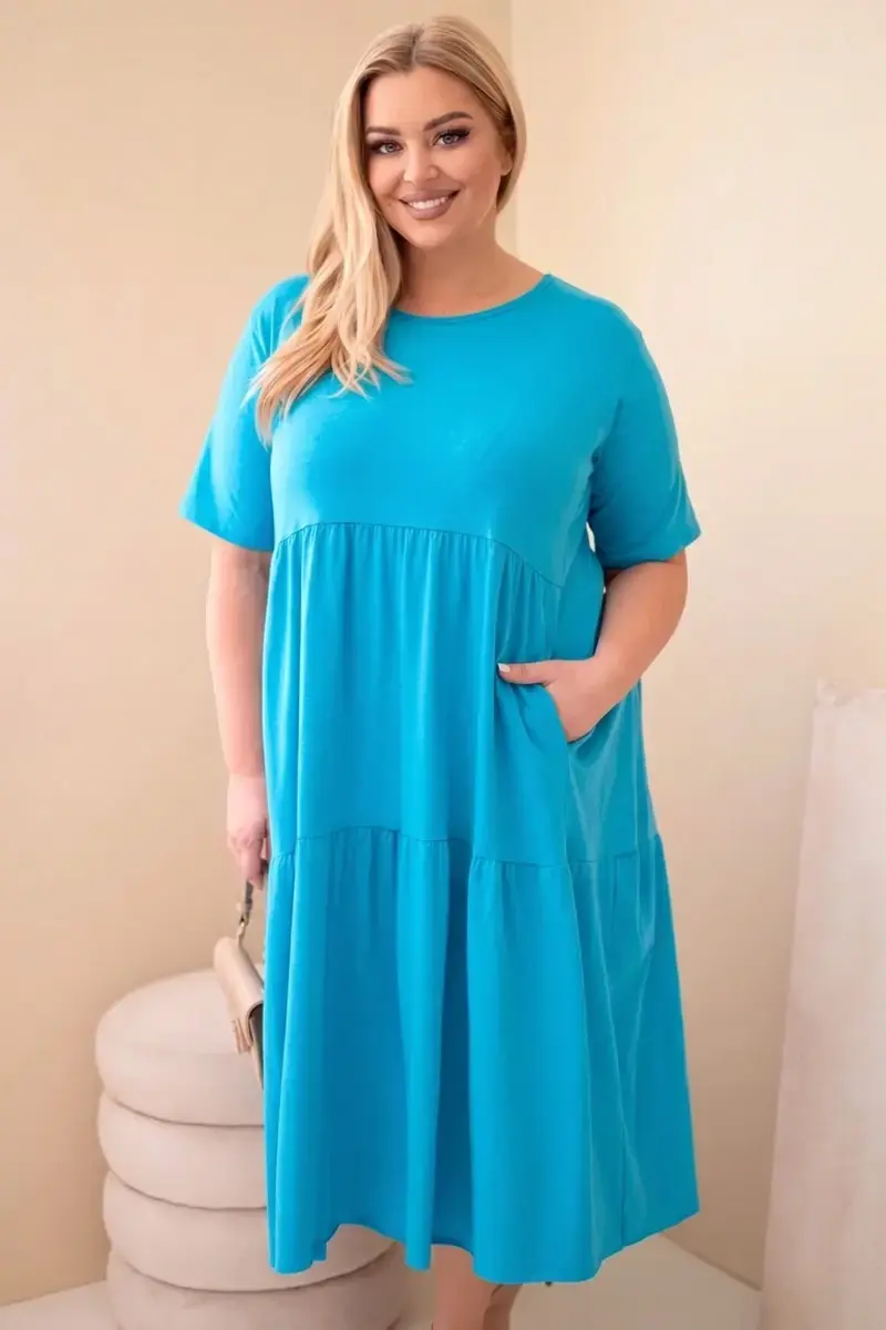 Plus size bavlnené šaty s volánom