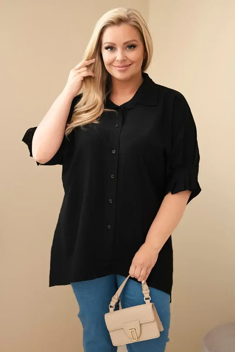 Dámska bavlnená košeľa Kesi Plus Size čierna