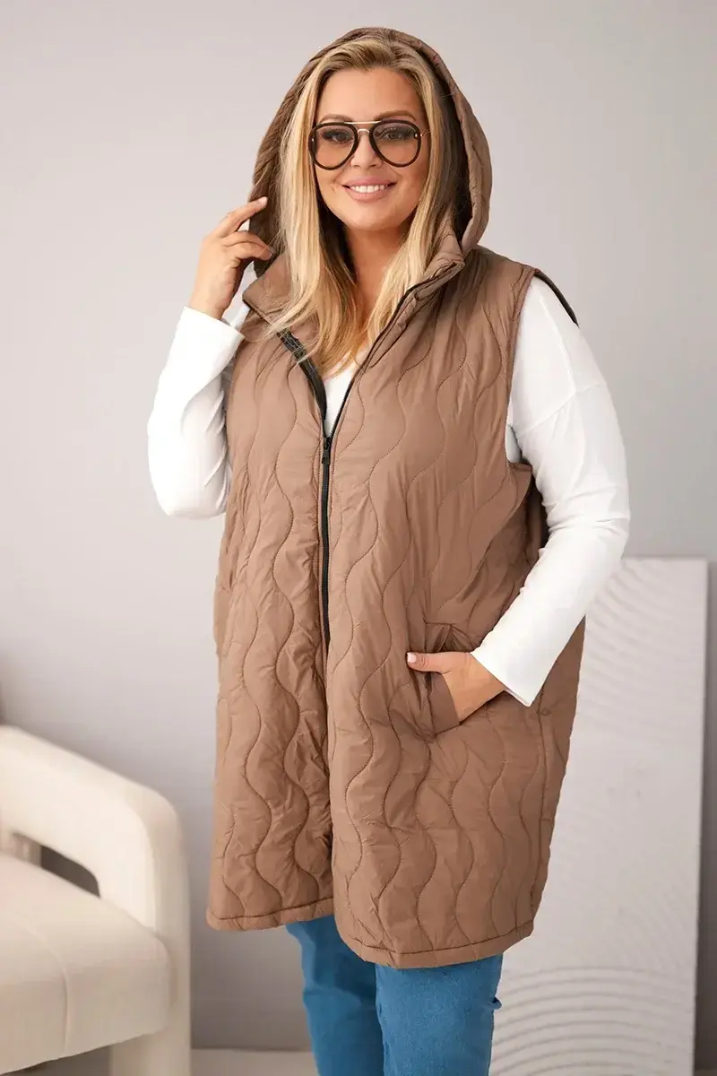 Dámska plus size vesty s kapucňou