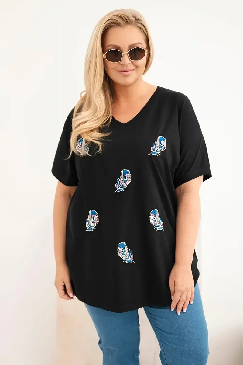 Dámska Plus Size blúzka s pierkovými aplikáciami