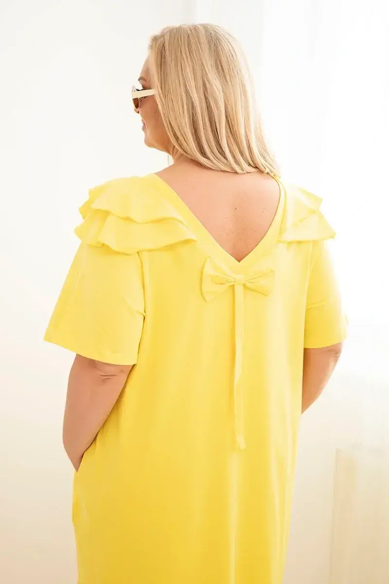 Kesi Dámske plus size šaty s volánmi žlté