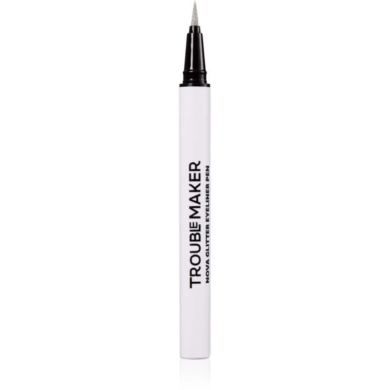 Trouble Maker Nova Glitter Liquid Eyeliner Pen trblietavá linka na oči odtieň Circuit Breaker Silver 0.5 ml