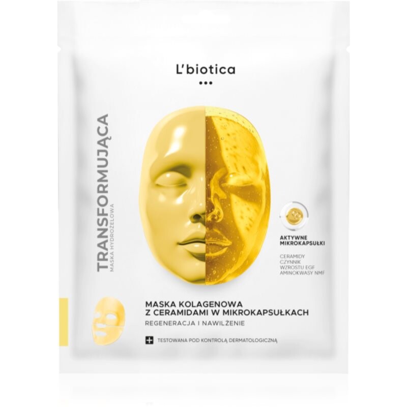 L’biotica Transforming Collagen Mask with Ceramides in Microcapsules kolagenová maska na regeneráciu a výživu pleti 1 ks