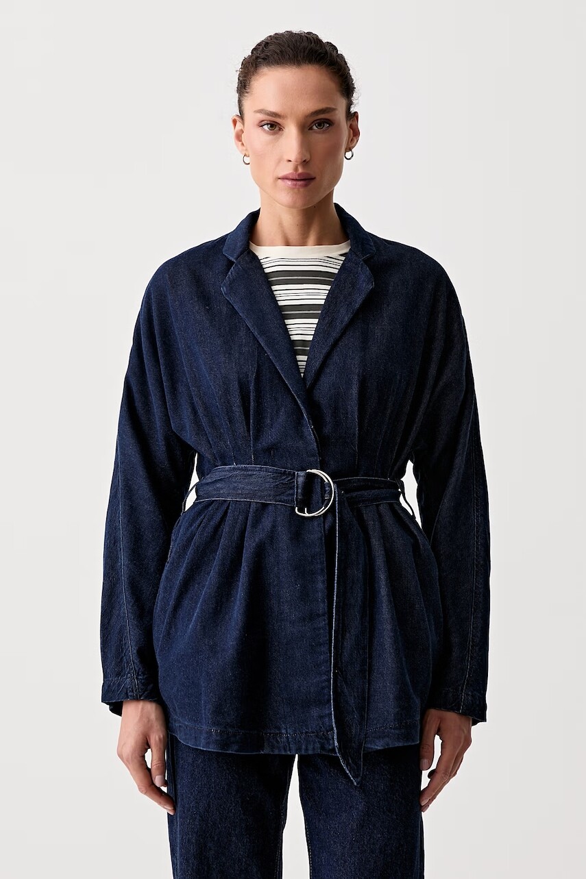 rag & bone jednoradové sako dámske rifľové Mandi