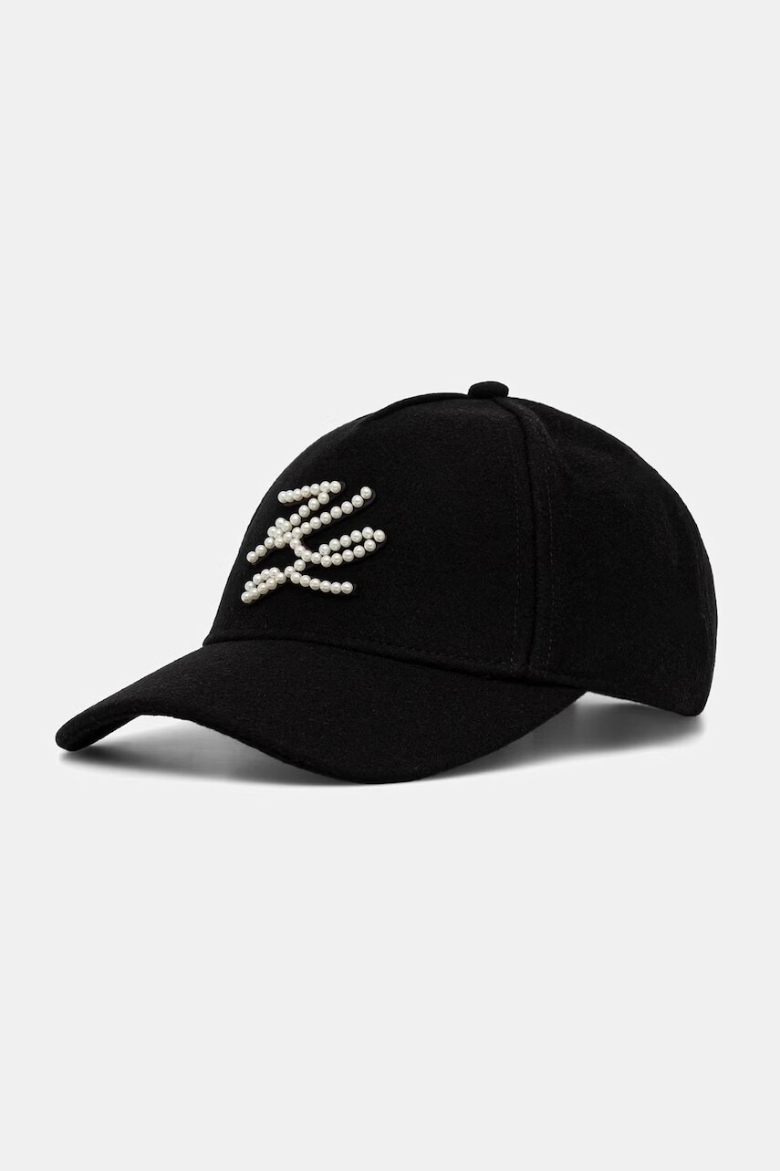 Karl Lagerfeld čiapka so šiltom dámska s prímesou vlny K/AUTOGRAPH