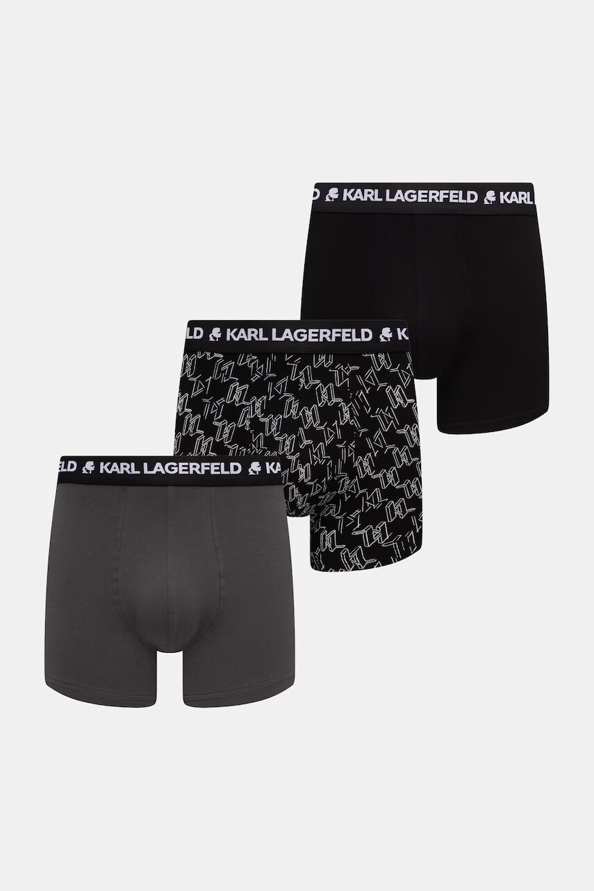 Karl Lagerfeld priliehavé boxerky pánske bavlnené s elastanom MONOGRAM 3-pak
