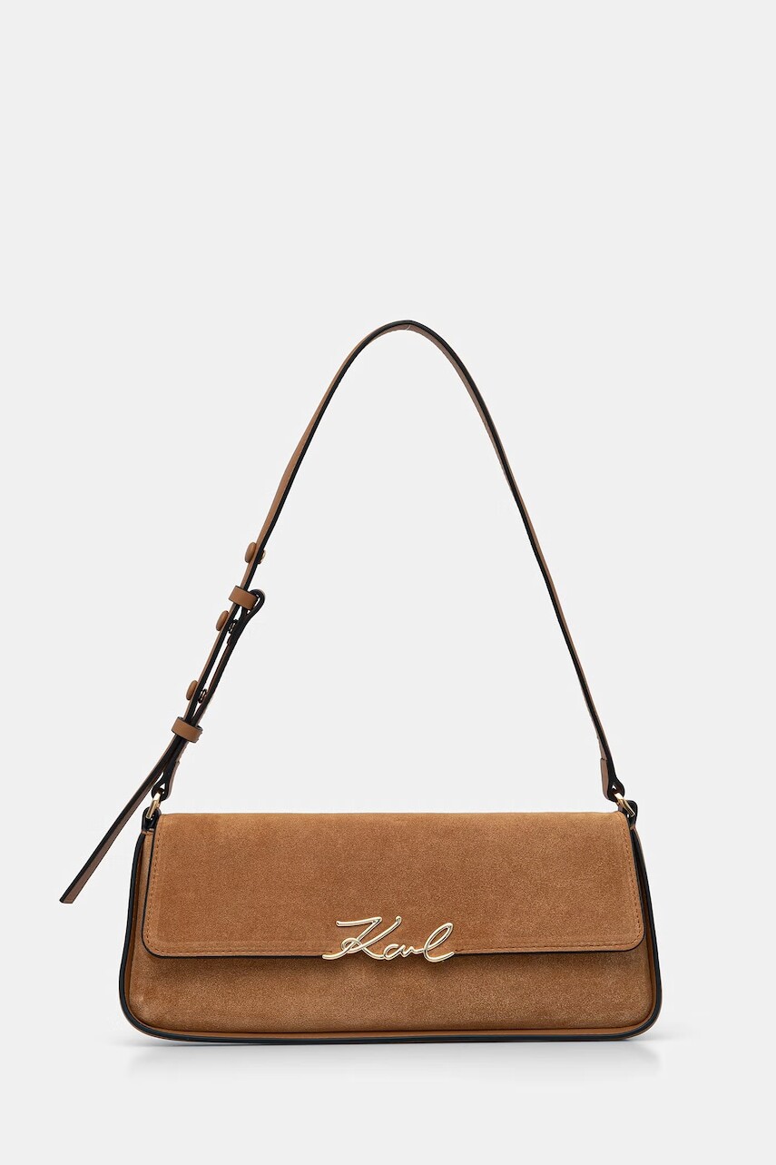 Karl Lagerfeld kabelka typu baguette dámska semišová K/SIGNATURE