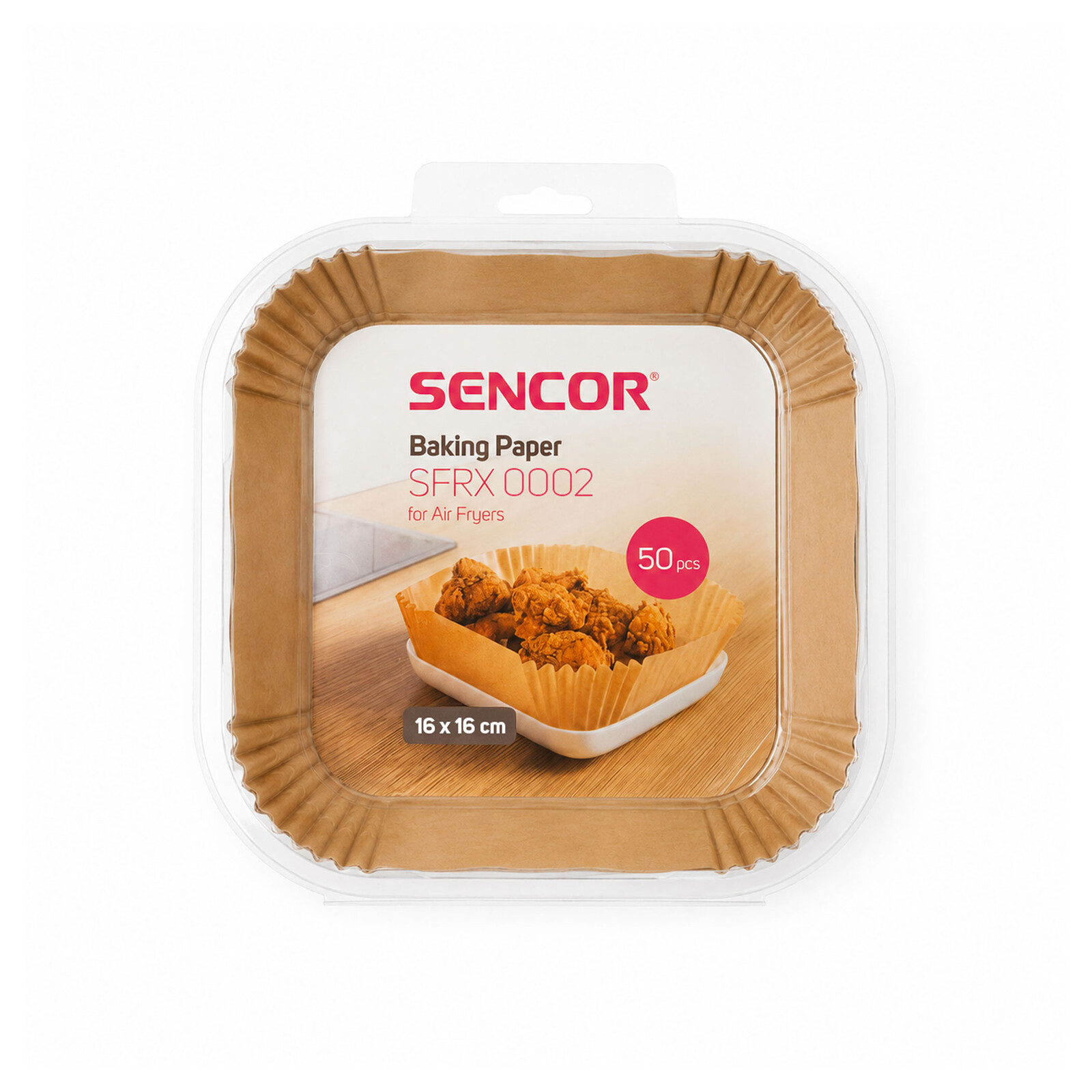 Sencor SFRX 0002 Papier na pečenie do teplovzdušnej fritézy typ: papiere na pečenie pre teplovzdušné fritézy, rozmer: 16 × 16 cm, množstvo v