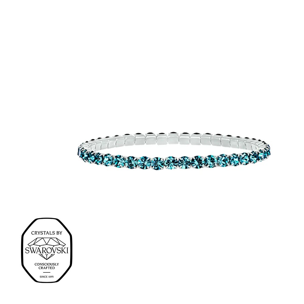 CRYSTalp Elastický tenisový náramok s tyrkysovými Swarovski kryštálmi Aura 22270.LTU.E