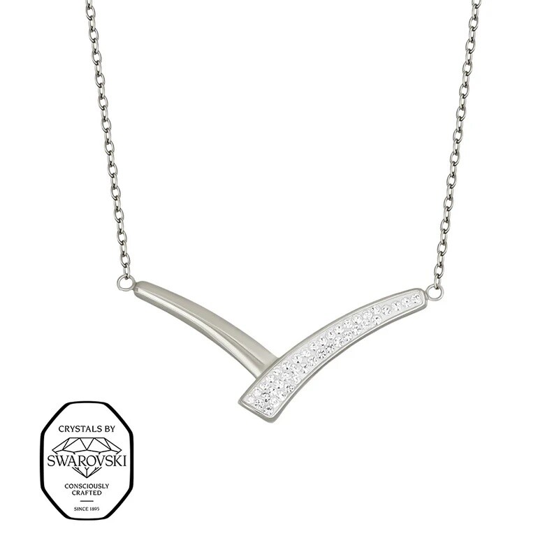 CRYSTalp Oceľový náhrdelník so Swarovski kryštálmi Secret 12408.E