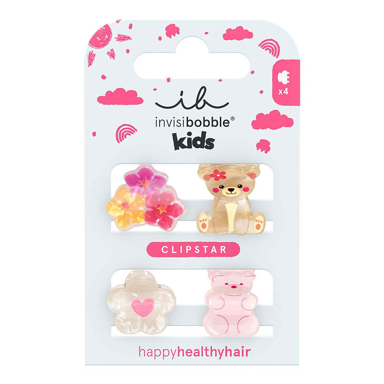 Invisibobble Škripec do vlasov Clipstar Kids Bearly Bloomed 4 ks