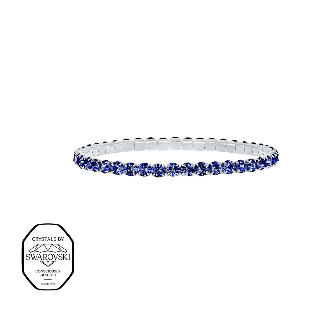 CRYSTalp Elastický tenisový náramok s modrými Swarovski kryštálmi Aura 22270.SAP.E