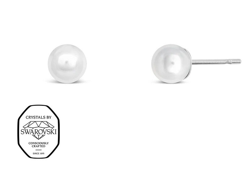 CRYSTalp Oceľové kôstky so Swarovski perlou Mini 4606.WHI.E