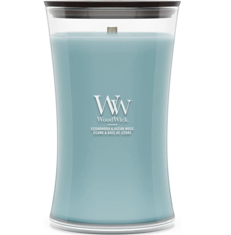 WoodWick Vonná sviečka váza veľká Cedarwood & Ocean Moss 609,5 g