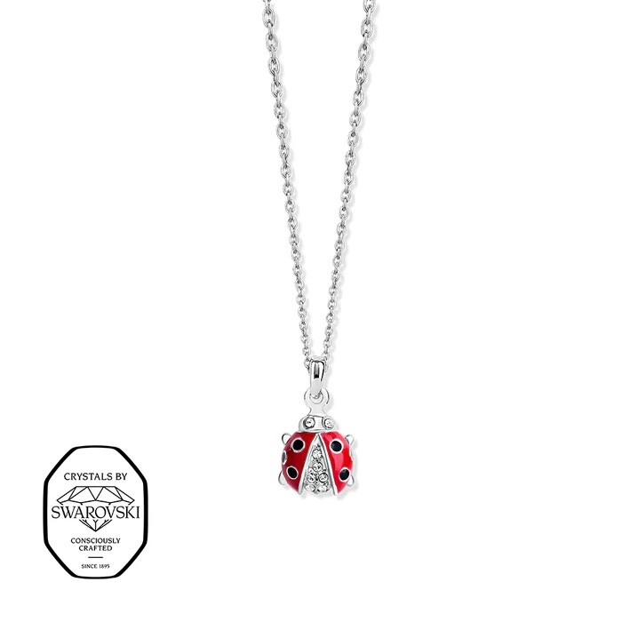 CRYSTalp Dievčenské náhrdelník Lienka s kryštálmi Swarovski 3543K.RED.R