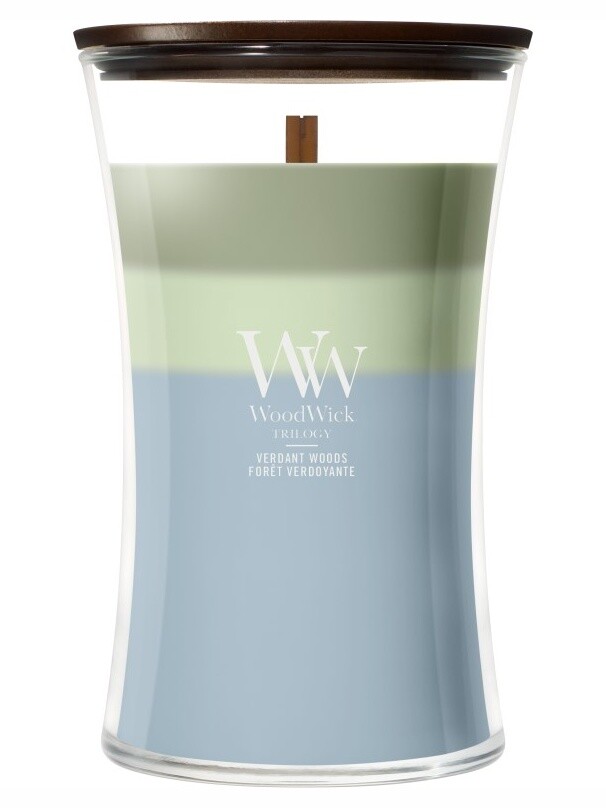 WoodWick Vonná sviečka váza veľká Trilogy Verdant Woods 609,5 g