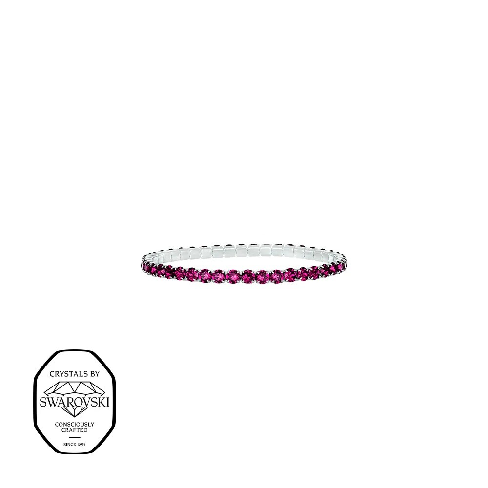 CRYSTalp Elastický tenisový náramok s fuchsiovými Swarovski kryštálmi Aura 22270.DRO.E