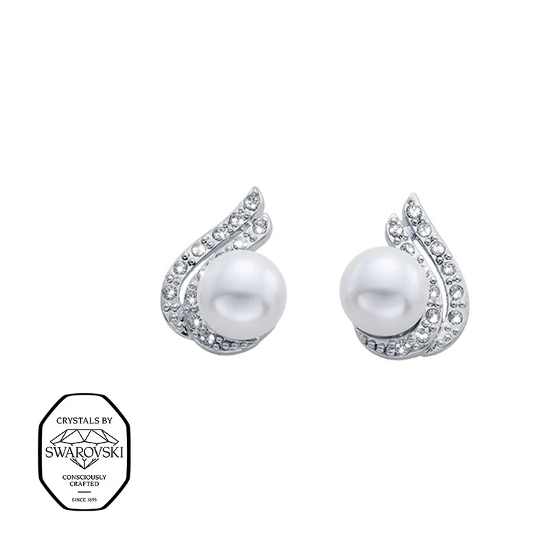 CRYSTalp Elegantné perlové náušnice so Swarovski kryštálmi 42104.R