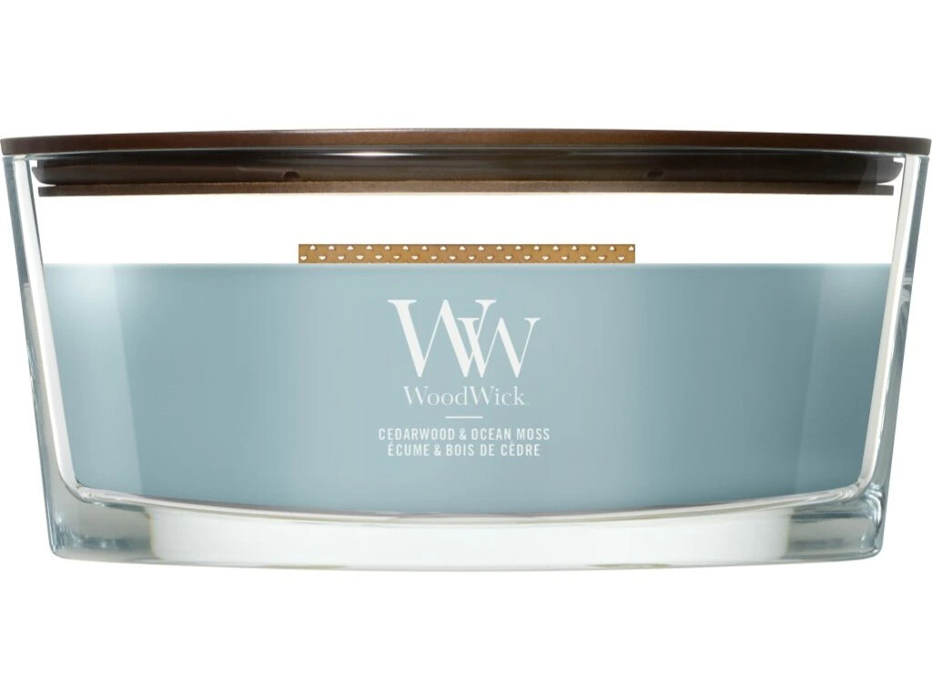 WoodWick Vonná sviečka loď Cedarwood & Ocean Moss 453,6 g