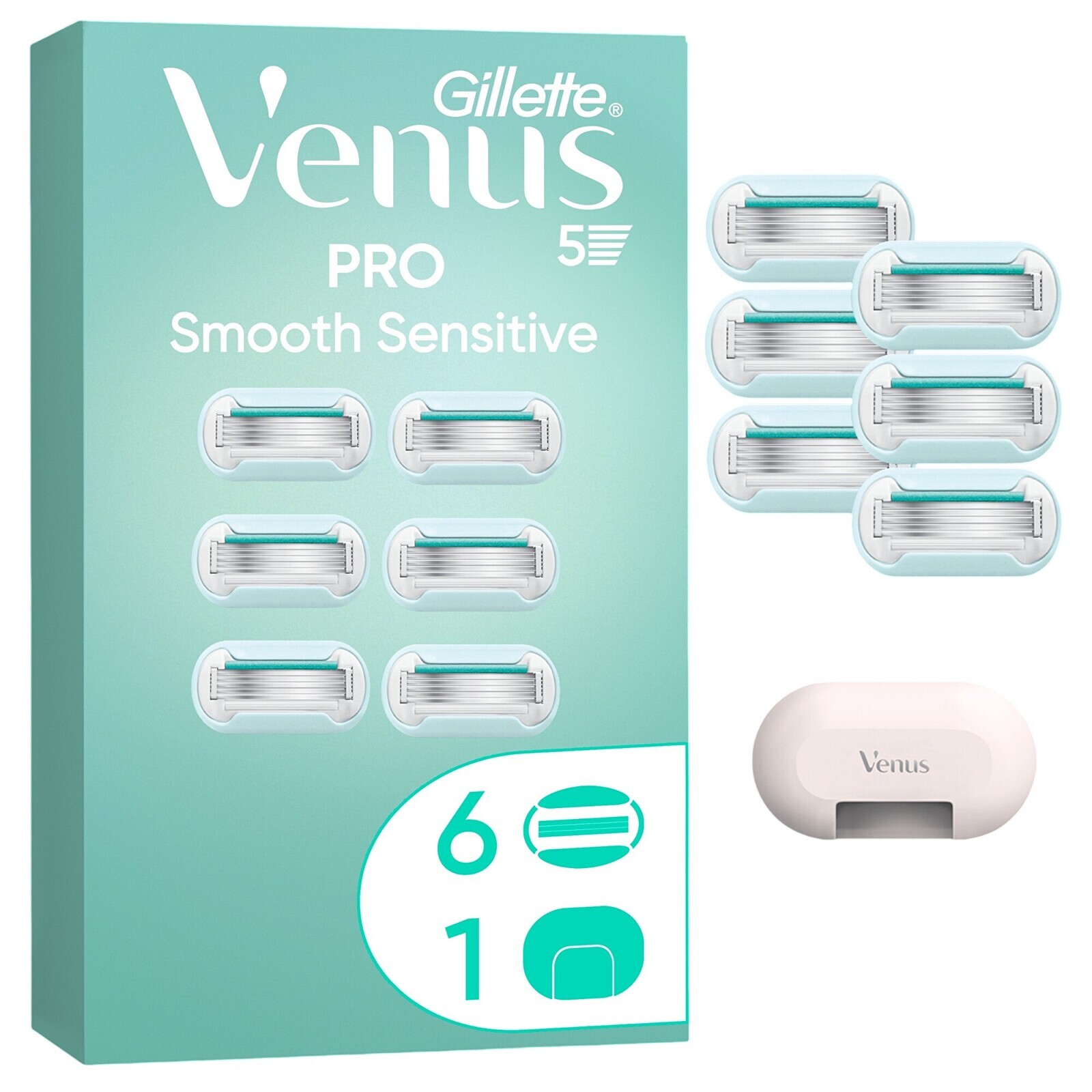 Gillette Náhradná hlavica Pro Smooth Sensitive 6 ks + kryt