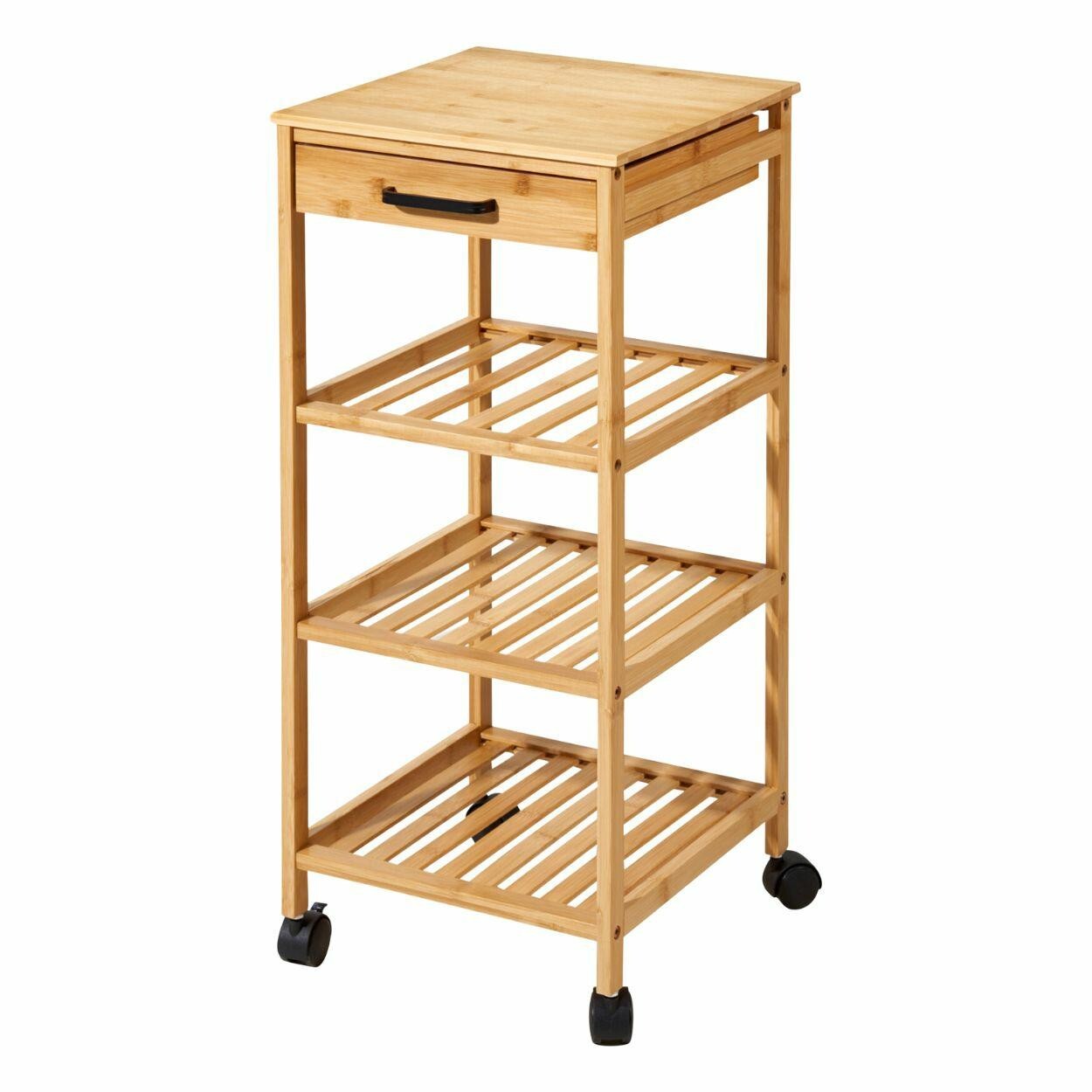 Bambusový kuchyňský pojízdný regál Vozky hnědý