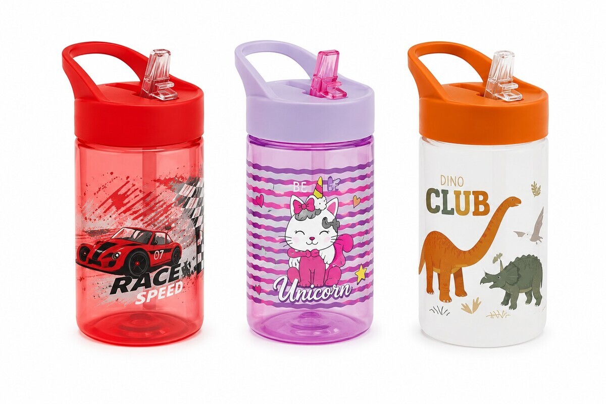 MAKRO - Fľaša so slamkou 430ml rôzne motívy