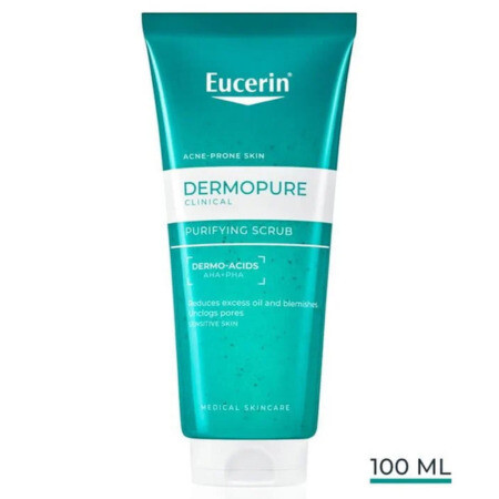 EUCERIN Dermopure clinical čistiaci scrub pleť so sklonom k akné 100 ml