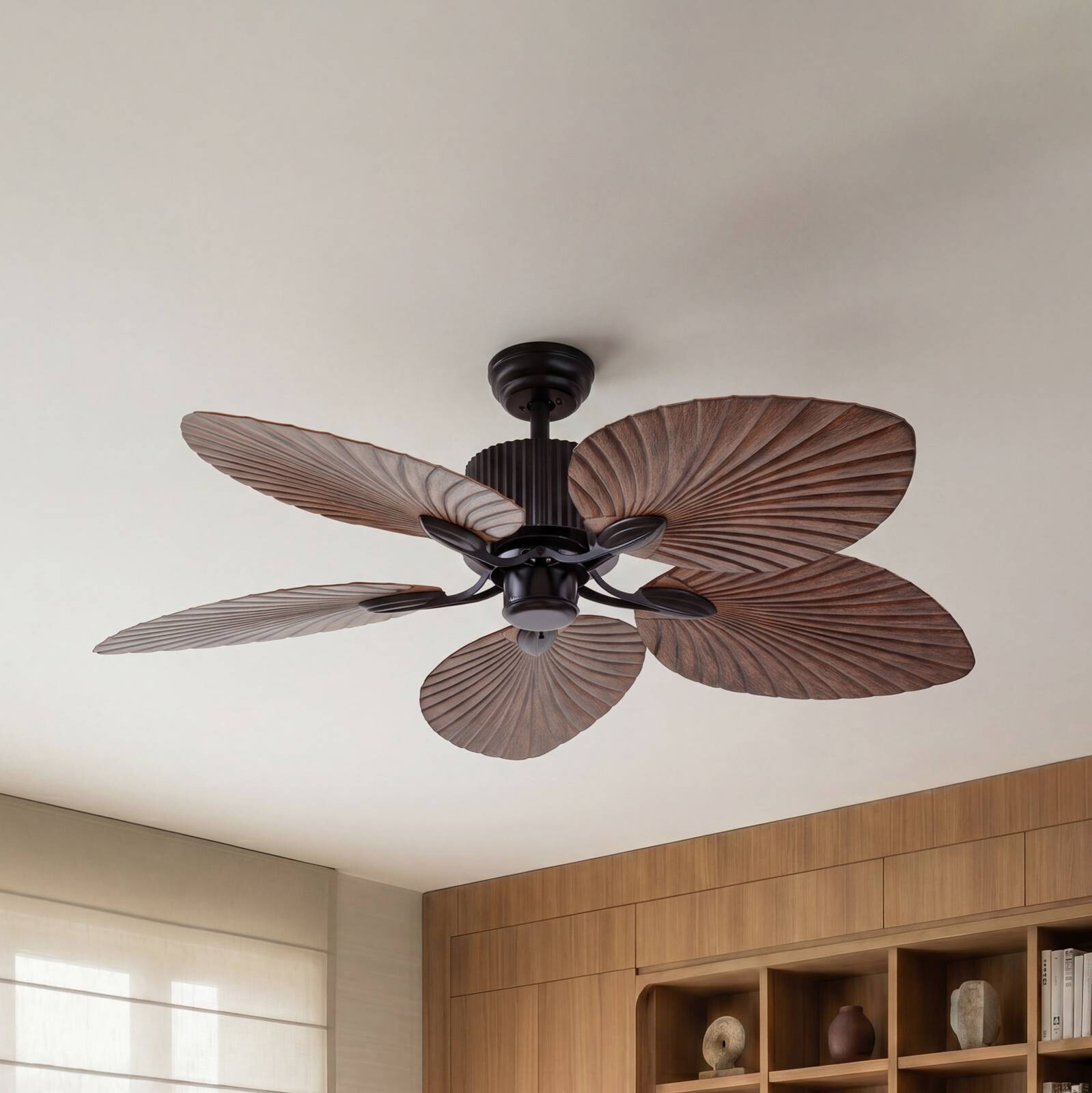 Stropný ventilátor Lucande Silvaris, priemer 132 cm, vzhľad dreva, DC, tichý