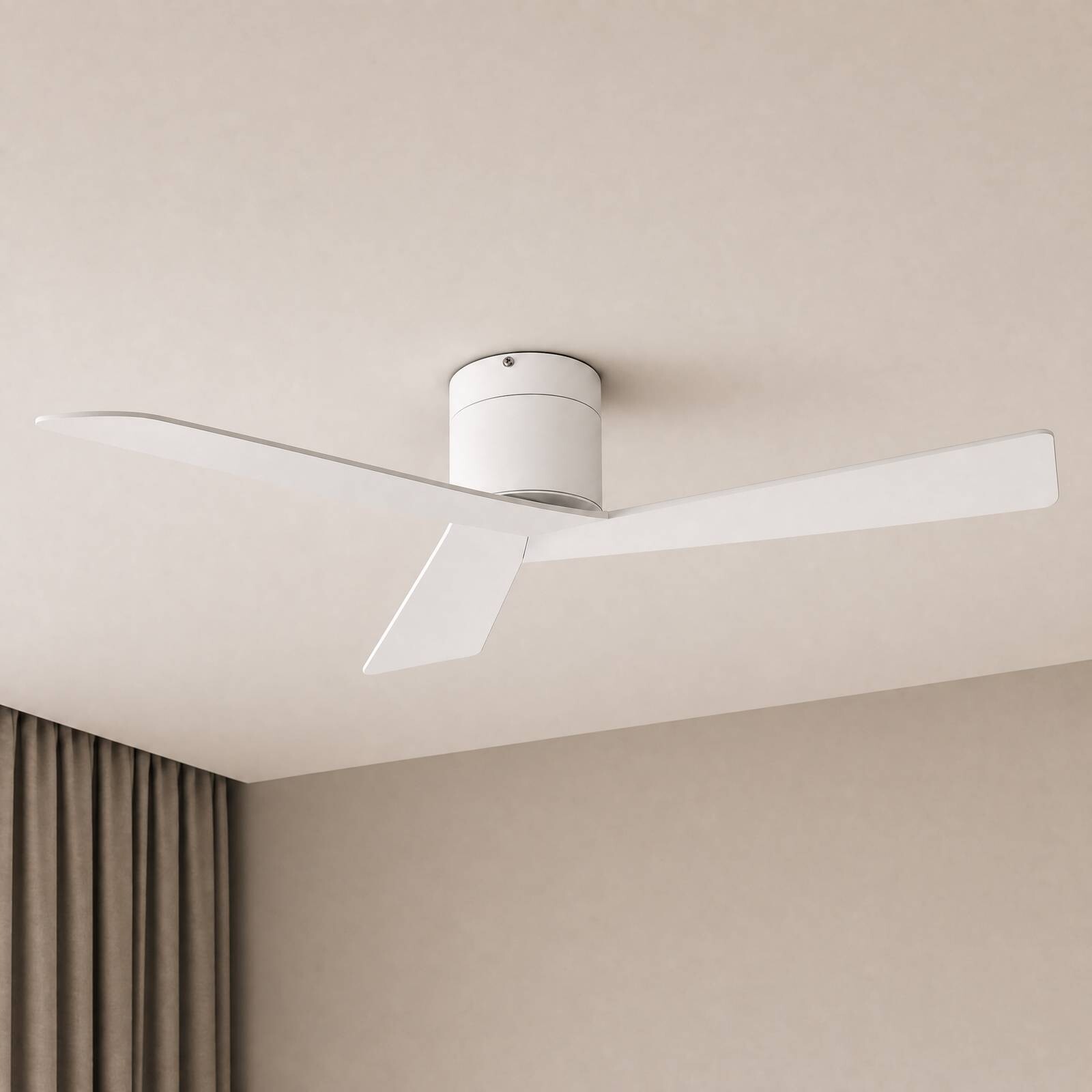 Stropný ventilátor Lucande Ventoro, Ø 132 cm, biely, kovový