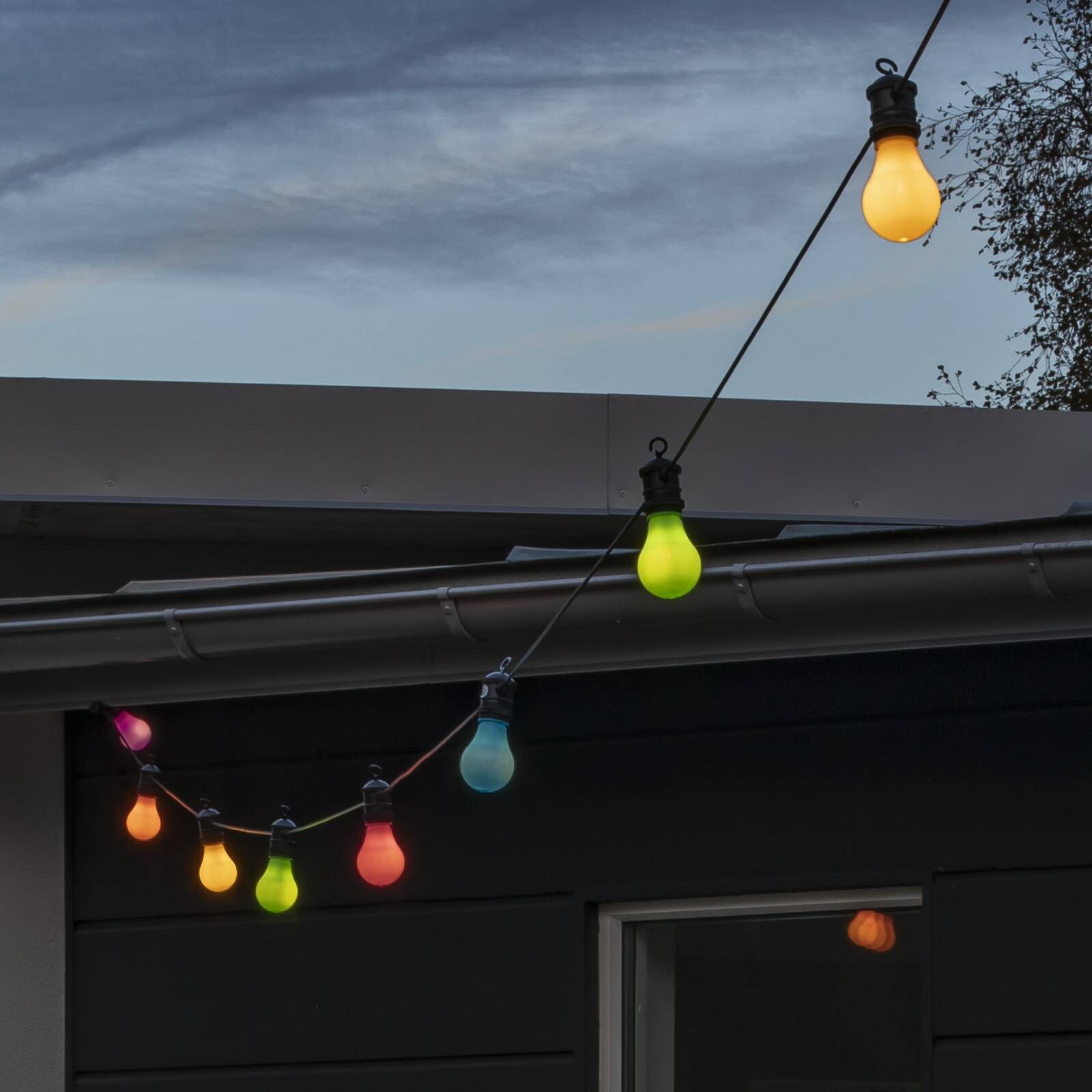 LED reťaz Party, pastelové farby, vrátane stmievača, IP44