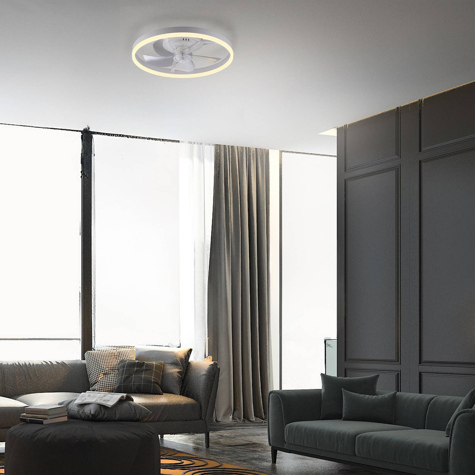 Stropný ventilátor s LED osvetlením Rita, biely, CCT, diaľkové ovládanie, Ø 50