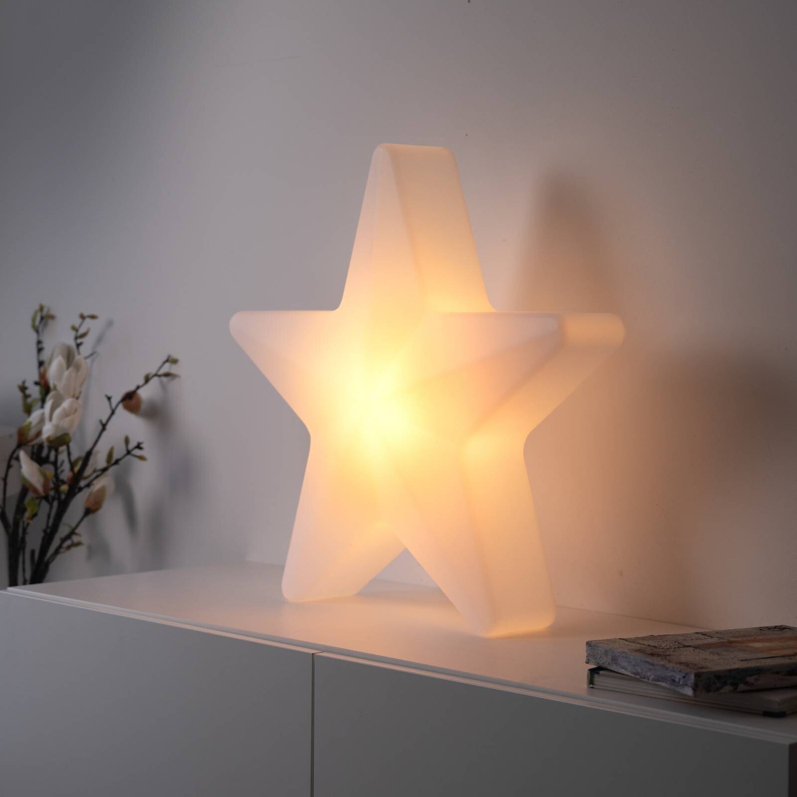 LED dekoratívne svietidlo na batérie Star, výška 55 cm, IP44, biele, RGBW