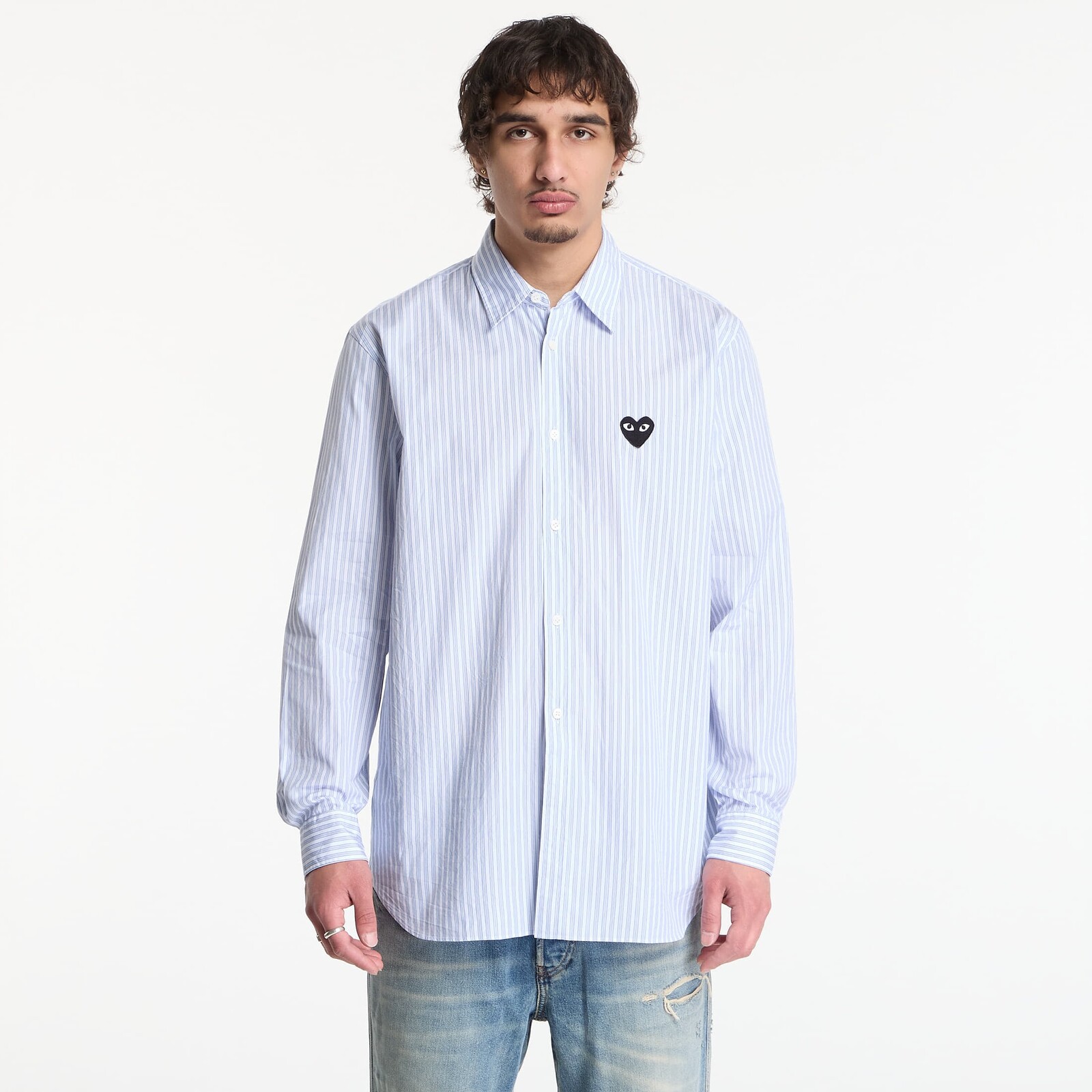 Košeľa Comme des Garçons PLAY Shirt Black Emblem Woven UNISEX Blue XL
