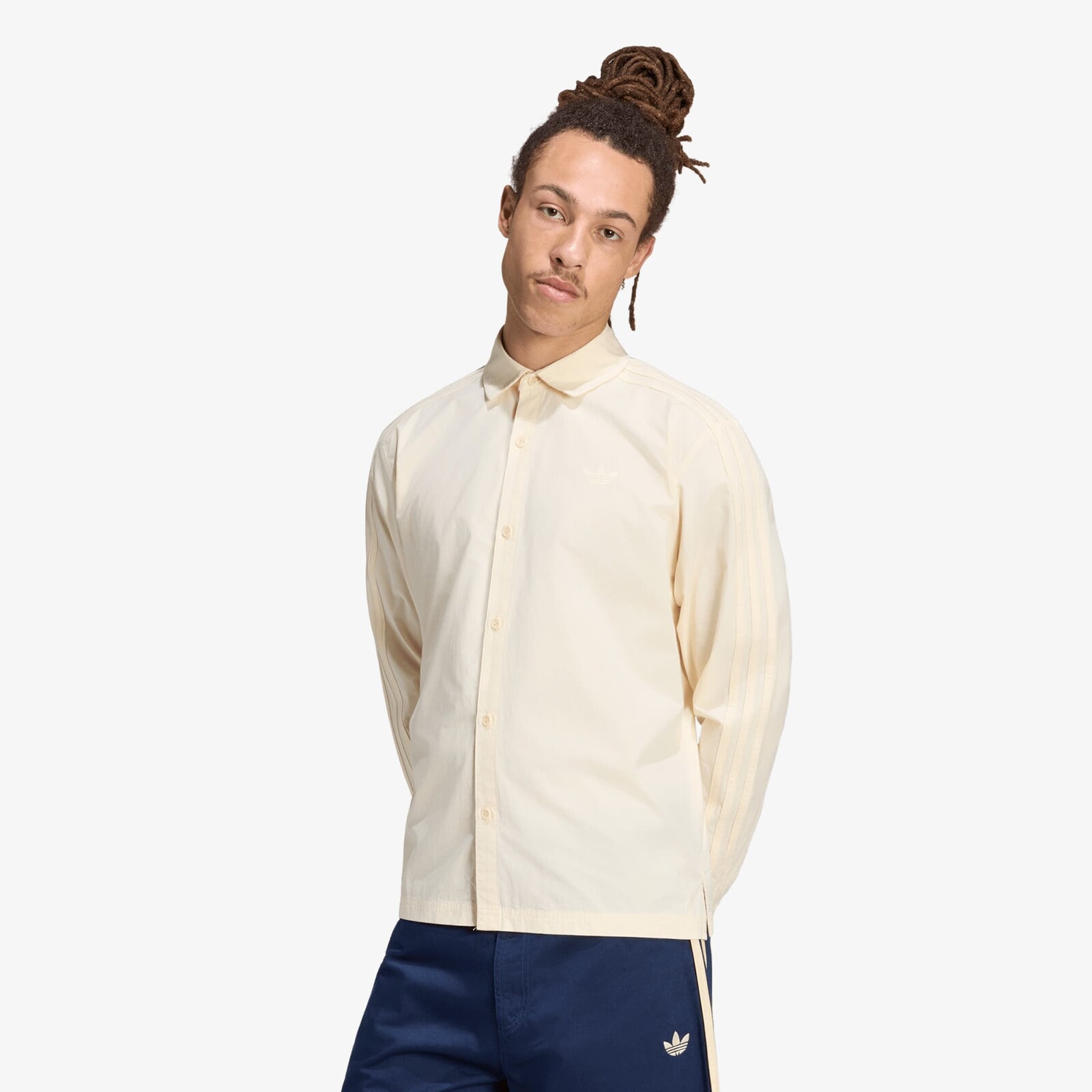 Košeľa adidas 3 Stripes Button Up Shirt Warm Vanilla S