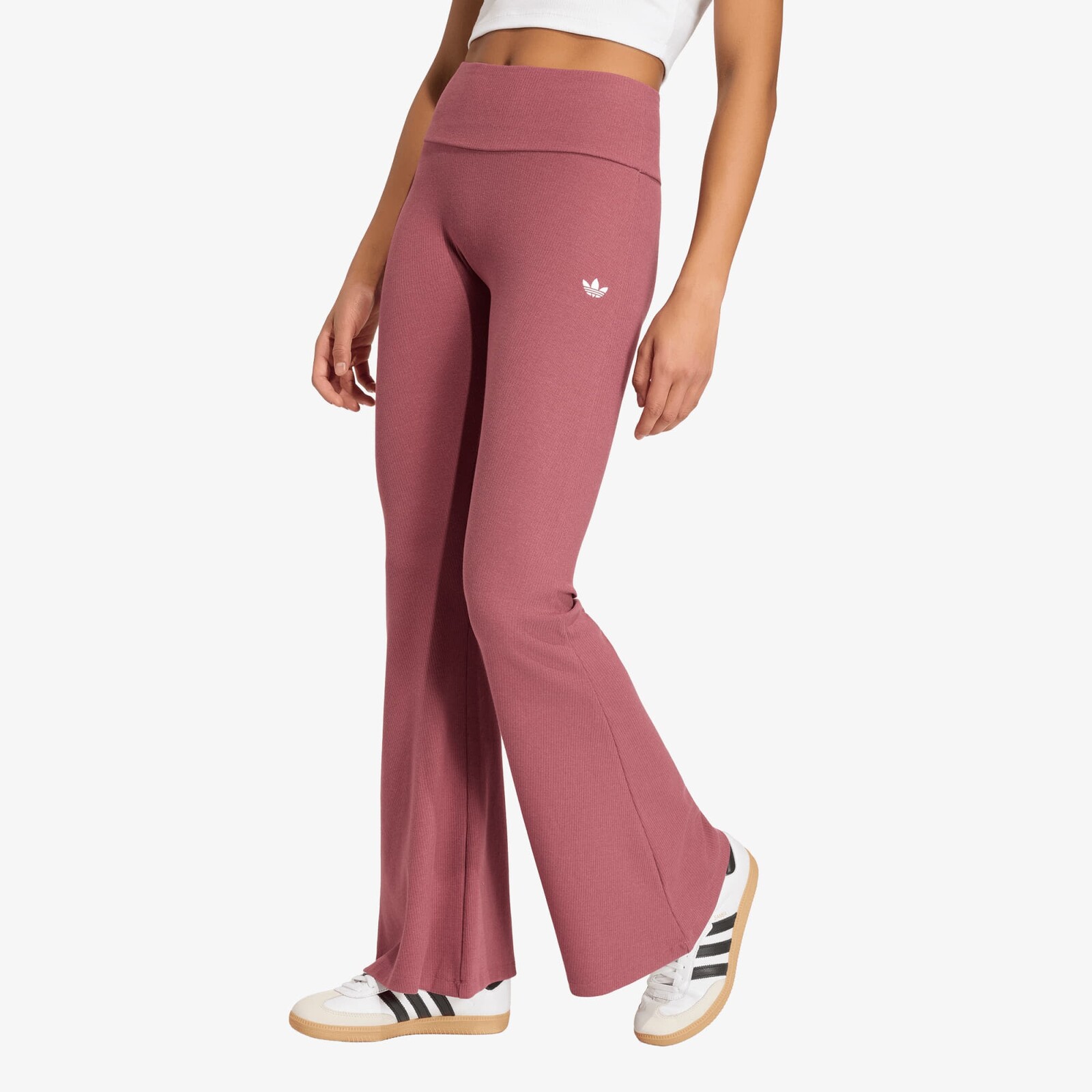 Legíny adidas Essentials Rib Flared Leggings Quiet Crimson S