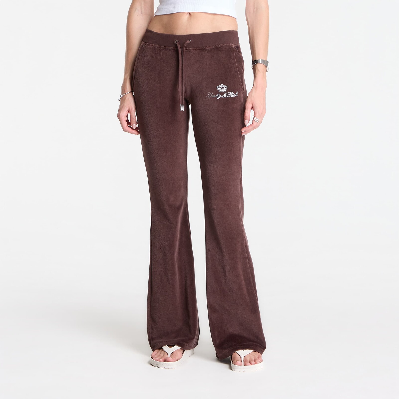 Tepláky Sporty & Rich Juicy Script Velour Sweatpant Chocolate M