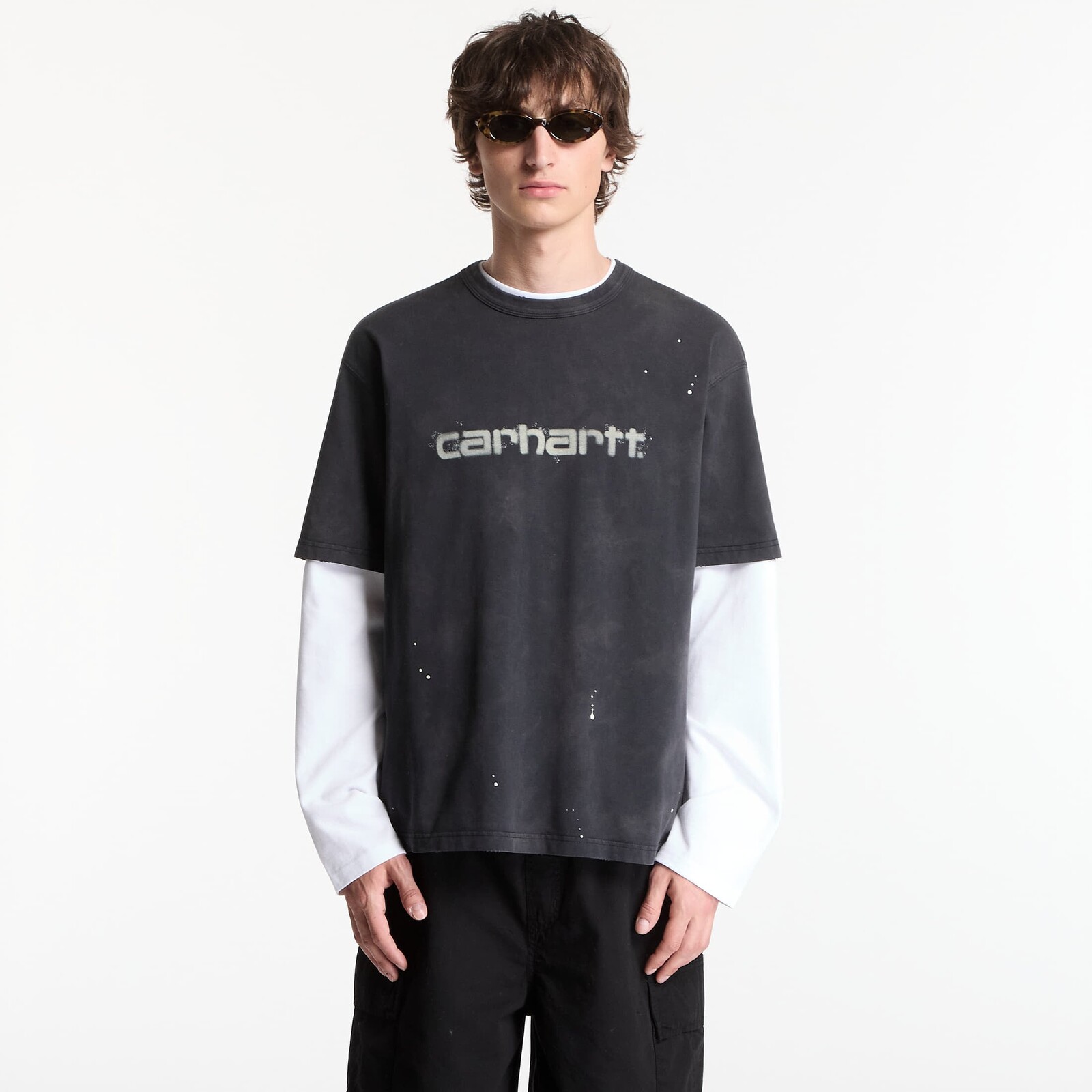 Tričko Carhartt WIP S/S Painter T-Shirt UNISEX Black Destroy Wash, Splatter XS