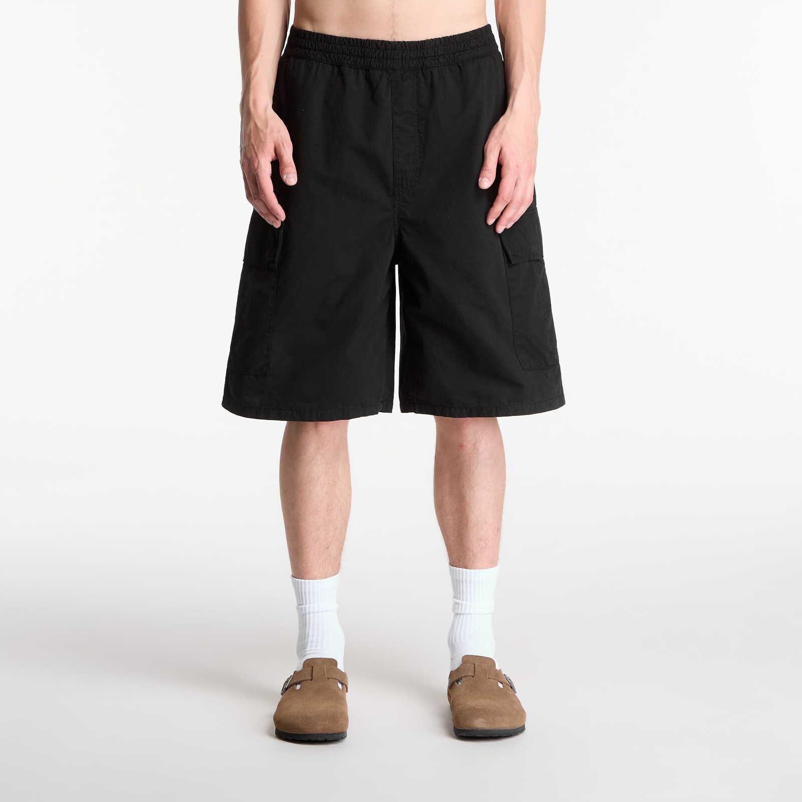 Šortky Carhartt WIP Mandler Cargo Short UNISEX Black Garment Dyed XXL