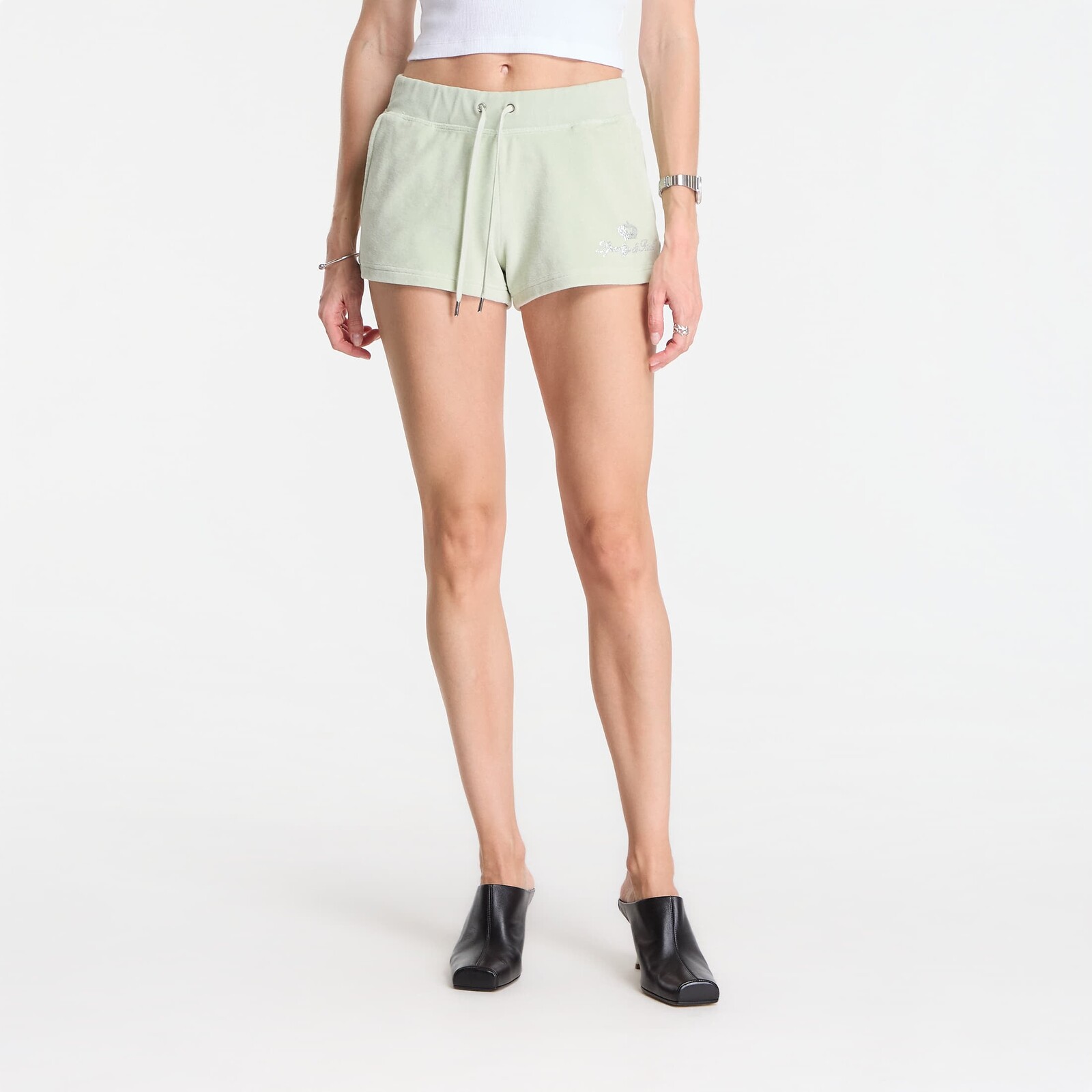 Šortky Sporty & Rich Juicy Script Velour Short Sage S