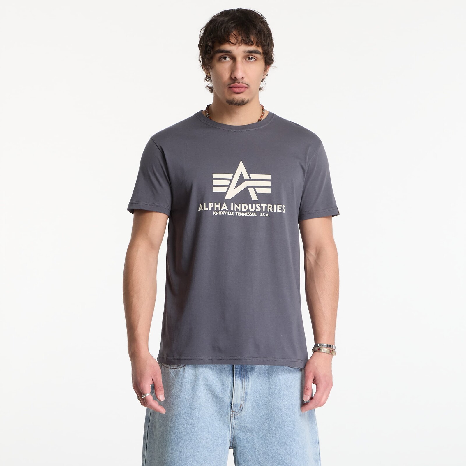 Tričko Alpha Industries Basic T-Shirt Grey Black L