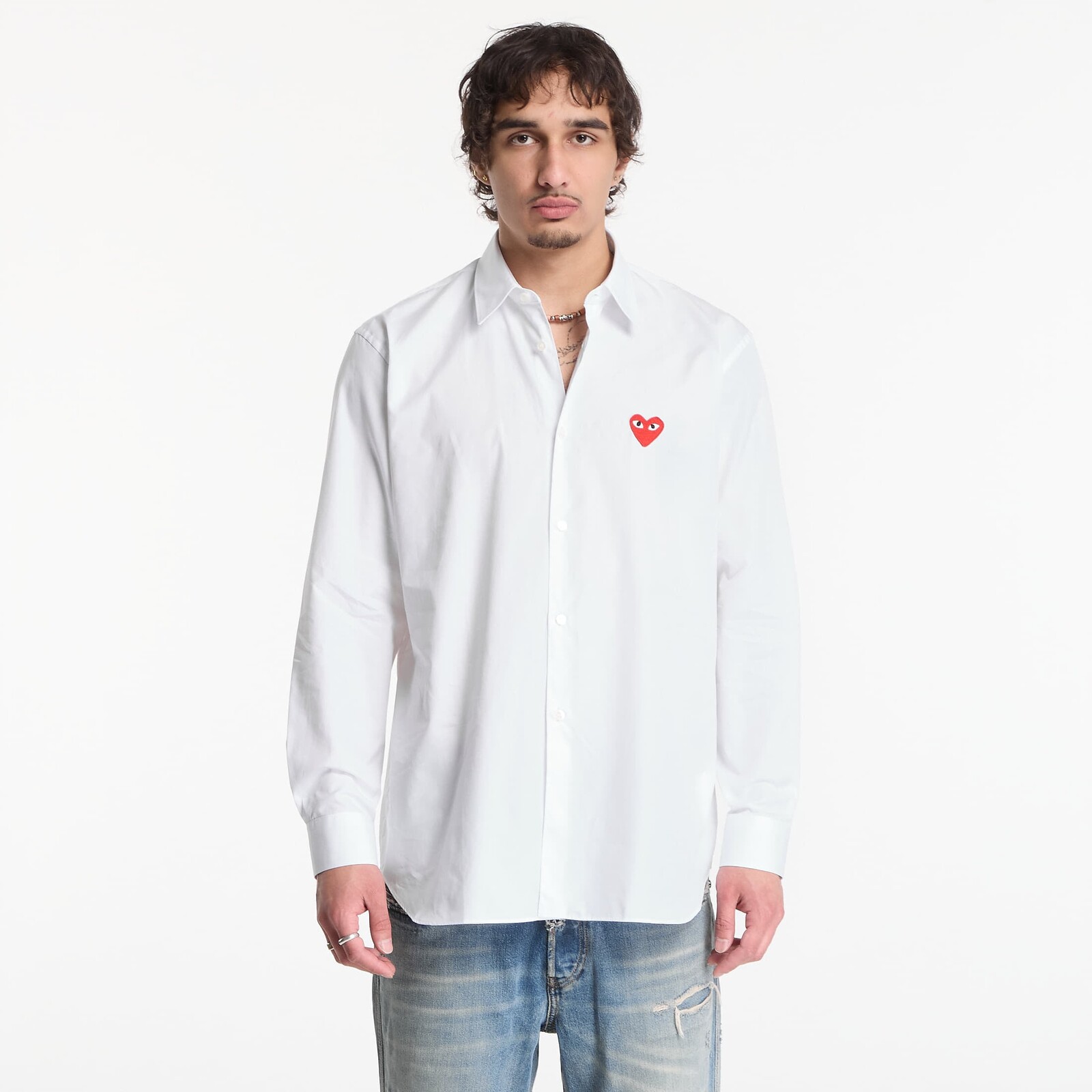 Košeľa Comme des Garçons PLAY Shirt Red Emblem Woven UNISEX White M