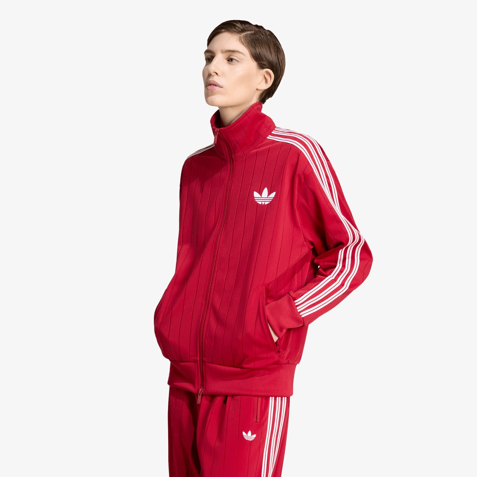 Mikina adidas Pinstripe Firebird Loose Tracktop Team Victory Red/ White/ Team Victory Red XS