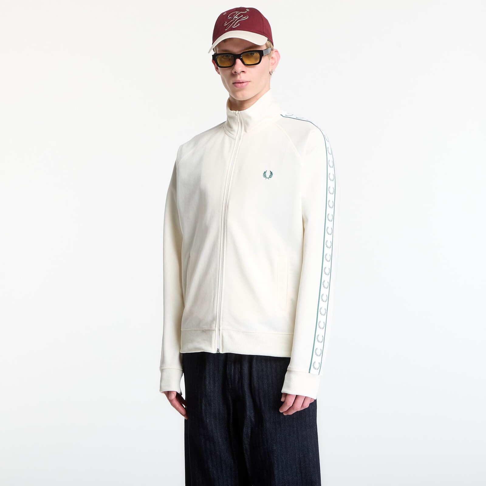 Bunda Fred Perry Contrast Tape Track Jacket Ecru M