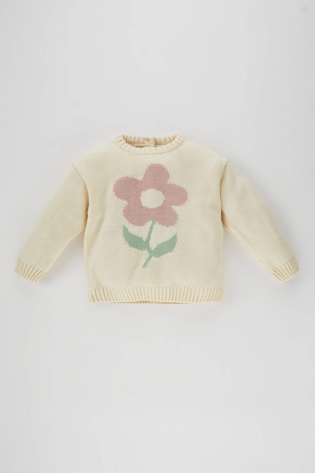 DEFACTO BabyGirl Regular Fit Kvetinový Pulóver s Okrúhlym Výstrihom