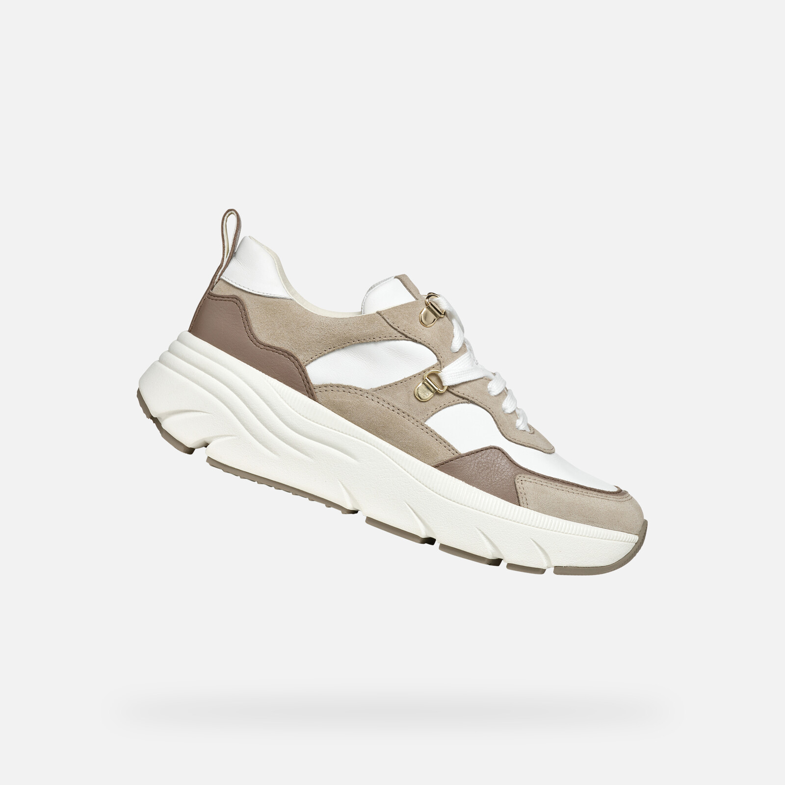 White-beige women's sneakers Geox Diamanta - Women's