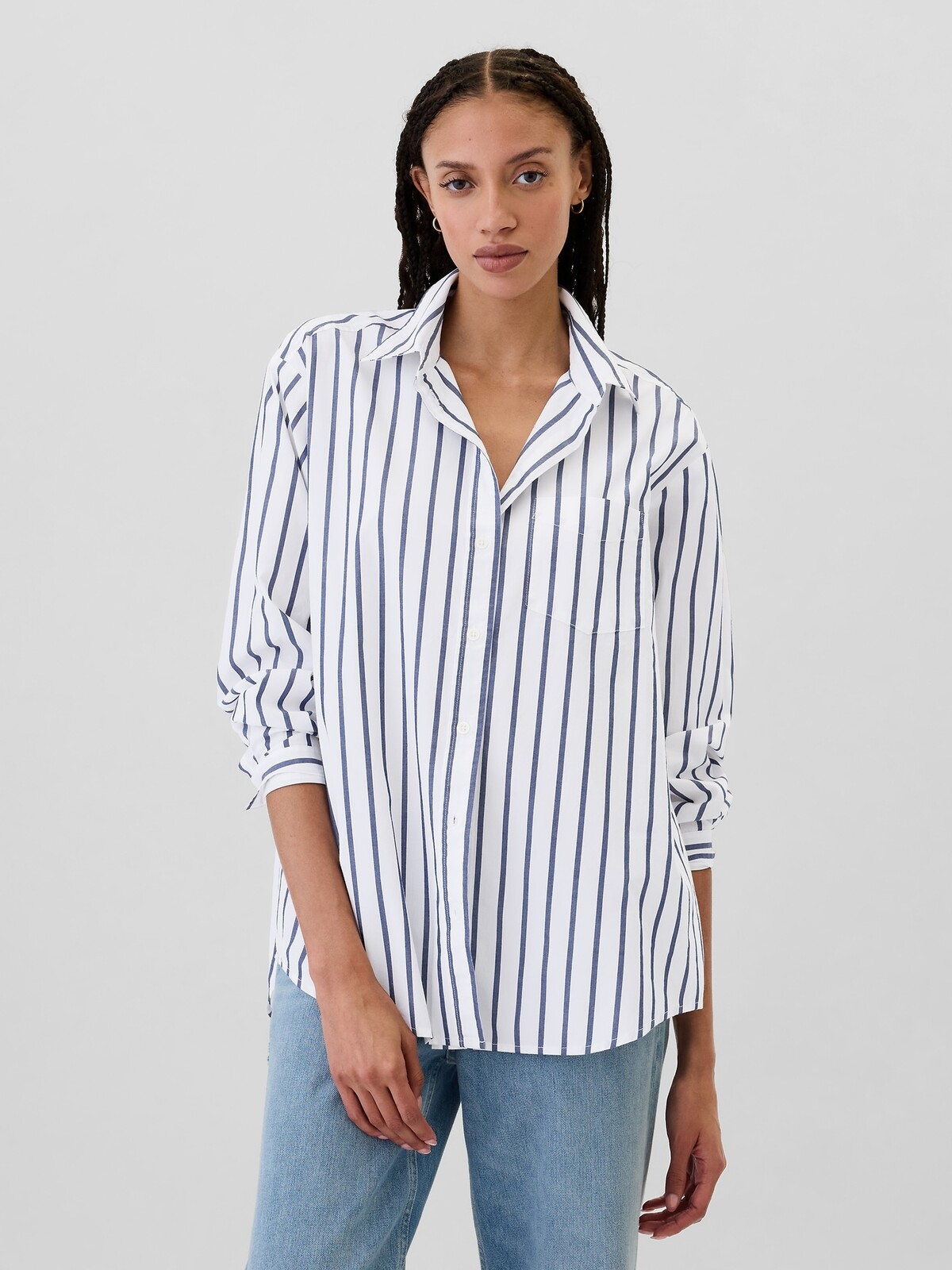 GAP Striped Oversize Shirt Poplin Big Shirt - Ladies