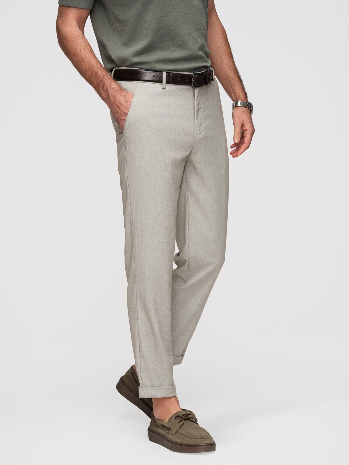 Ombre pánske REGULAR FIT chino nohavice s elastickým pásom